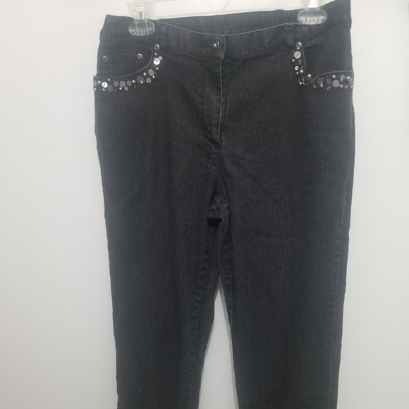 Ruby Rd. Denim - black w silvery glitz Ruby Rd size 10 jeans
